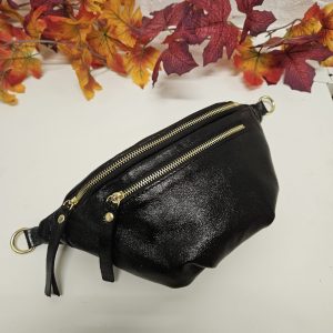 Banane SACHA cuir métallisé double zip