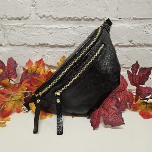 Banane SACHA cuir métallisé double zip