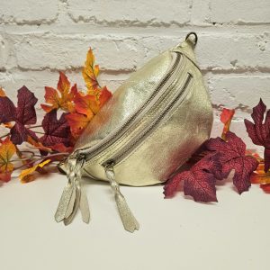 Banane SACHA cuir métallisé double zip