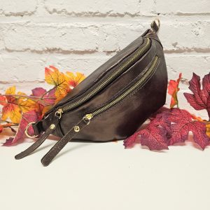 Banane SACHA cuir métallisé double zip