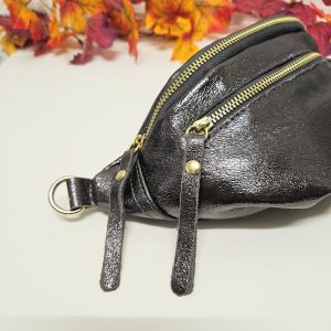 Banane SACHA cuir métallisé double zip