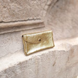 Portefeuille cuir Grand format métallisé compacte