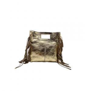 Sac cuir brillant doré à franges  Indiana