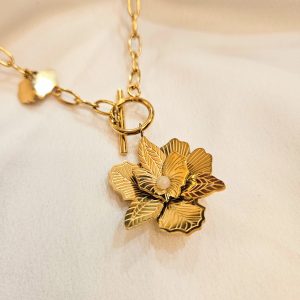 Collier Grosse maille à Pendentif fleur 🌸