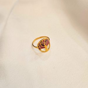 Bague Acier Doré et Rose Arbre de vie