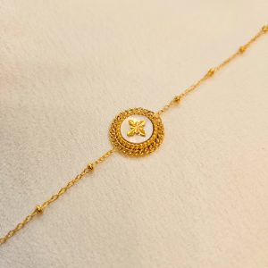 Bracelet acier inoxydable doré et nacre