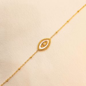 Bracelet acier inoxydable doré et œil nacré