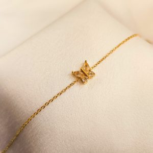 Bracelet acier inoxydable doré papillon