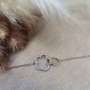 Bracelet acier fleur en strass en acier inoxydable