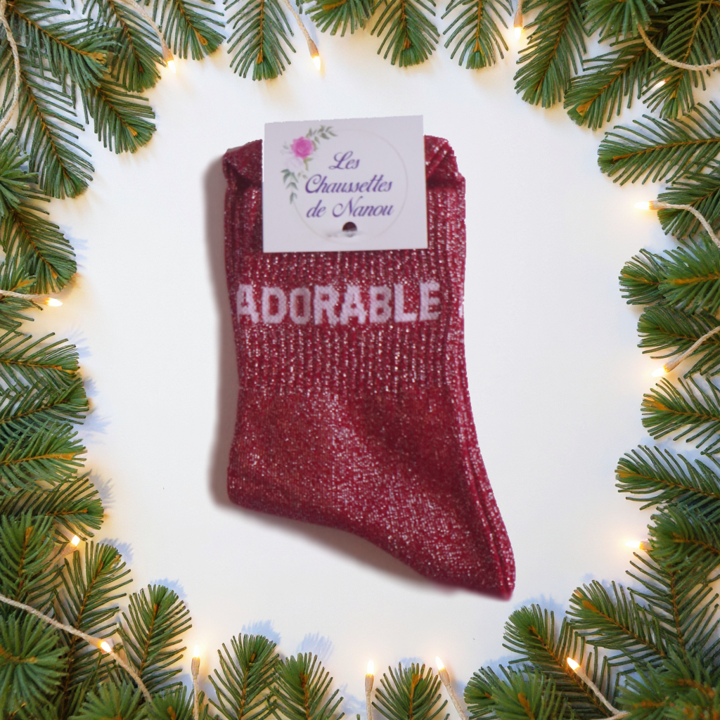 Chaussettes "ADOREABLE" rouge
