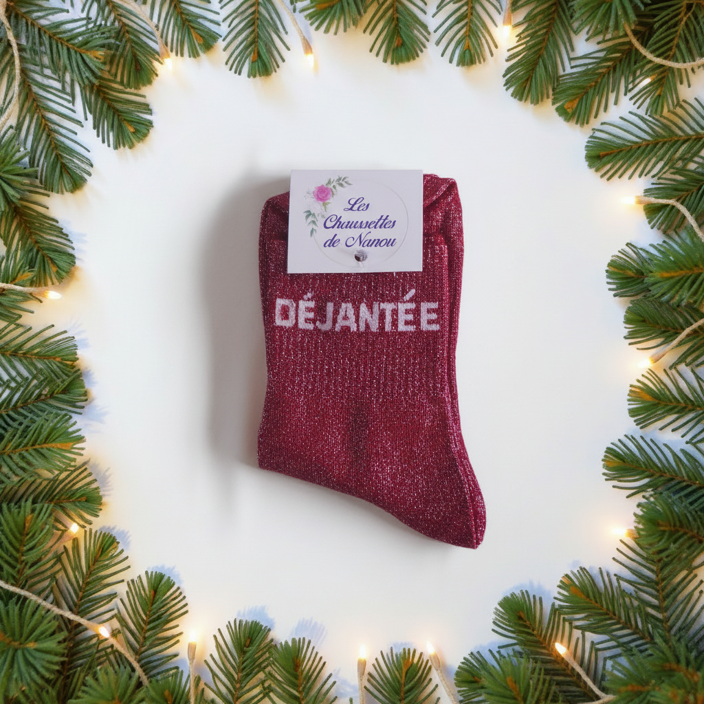 Chaussette à label "DEJANTE" rouge