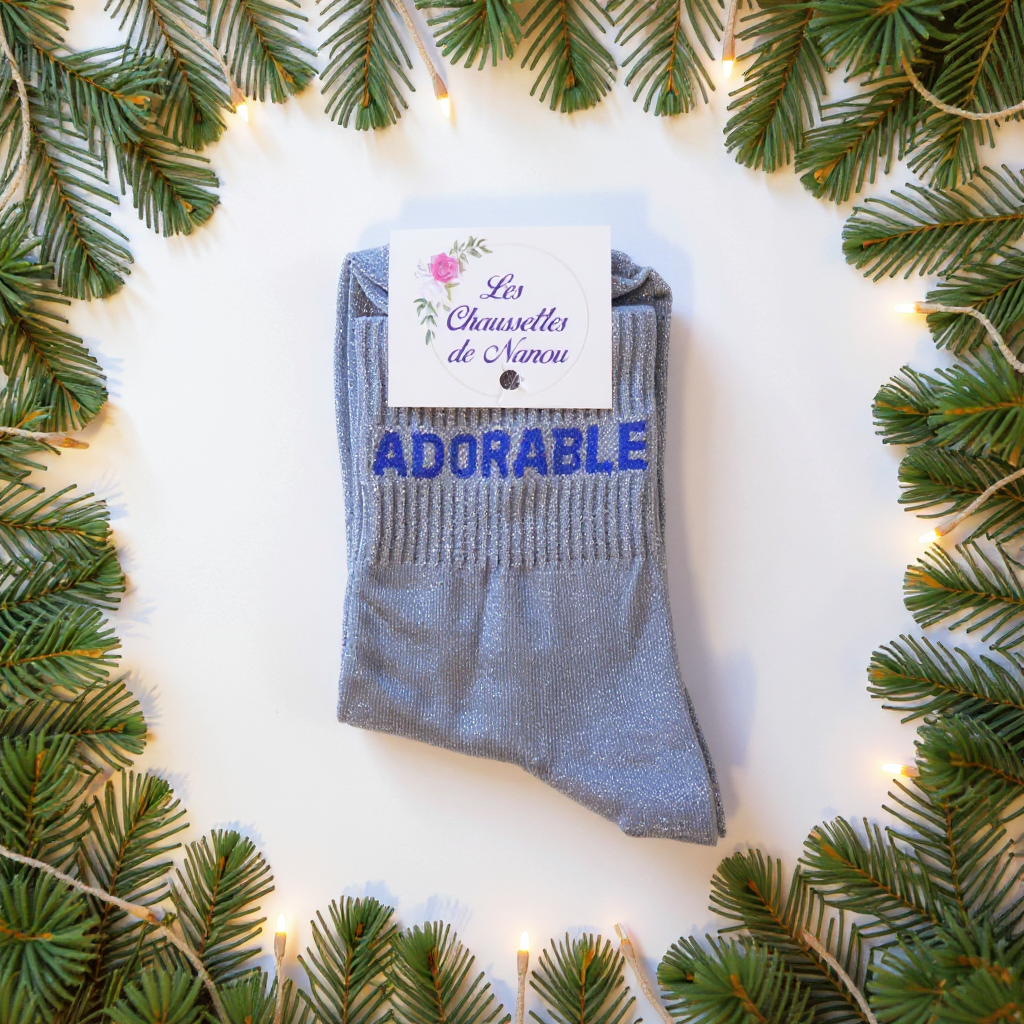 Chaussettes "ADOREABLE" bleu clair