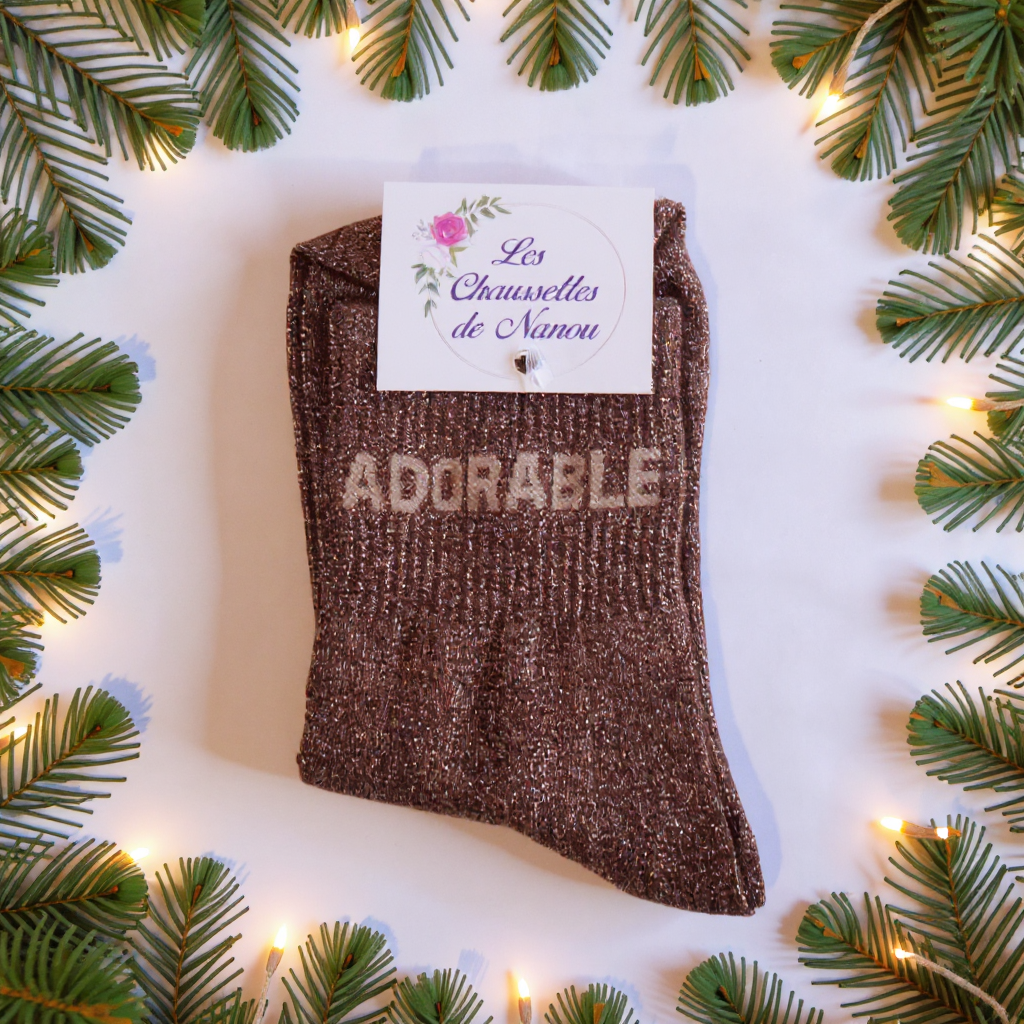 Chaussettes "ADOREABLE" marron