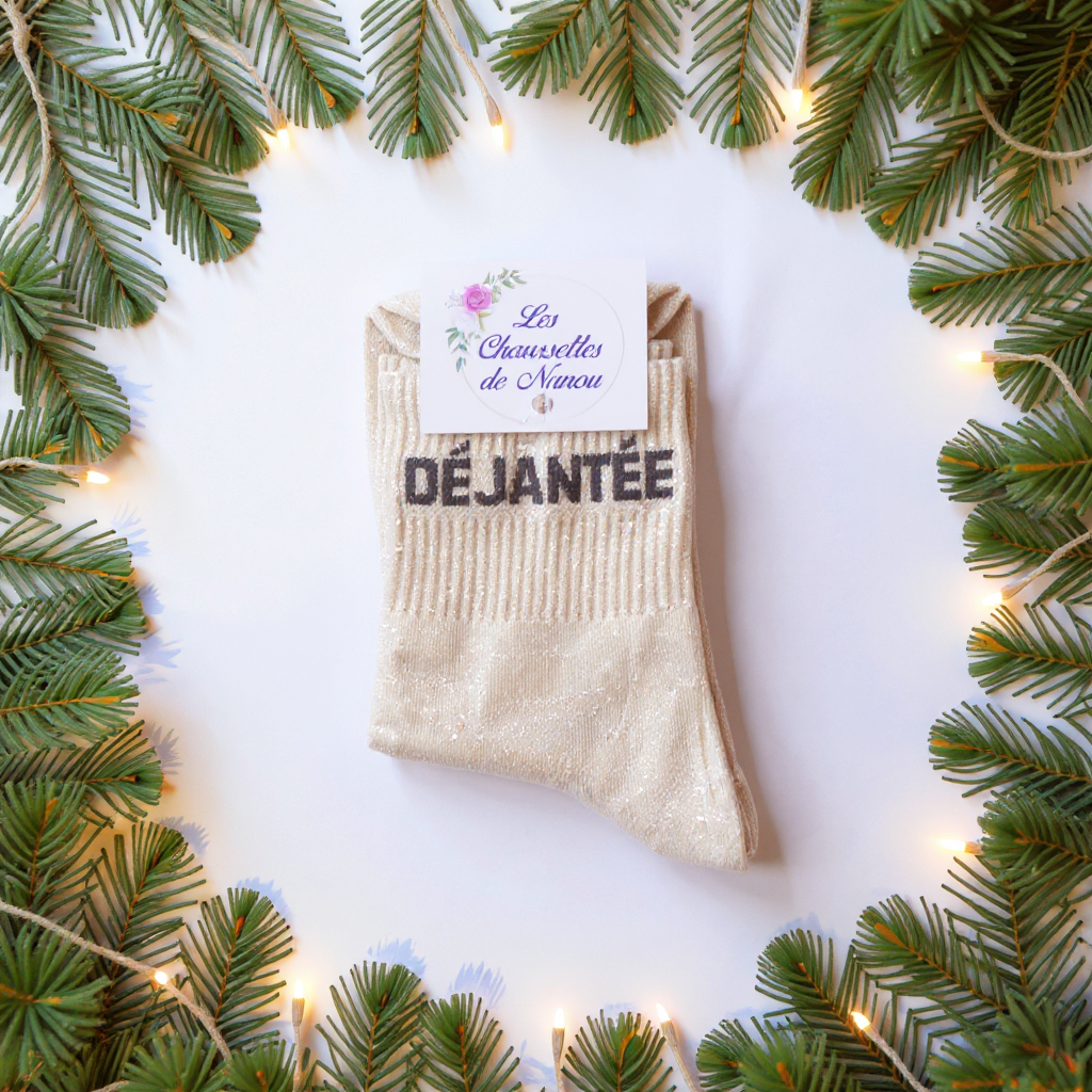 Chaussette à label "DEJANTE" beige