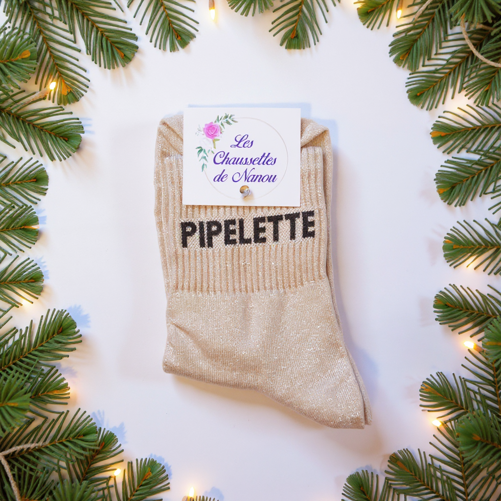 chaussette pipelette beige