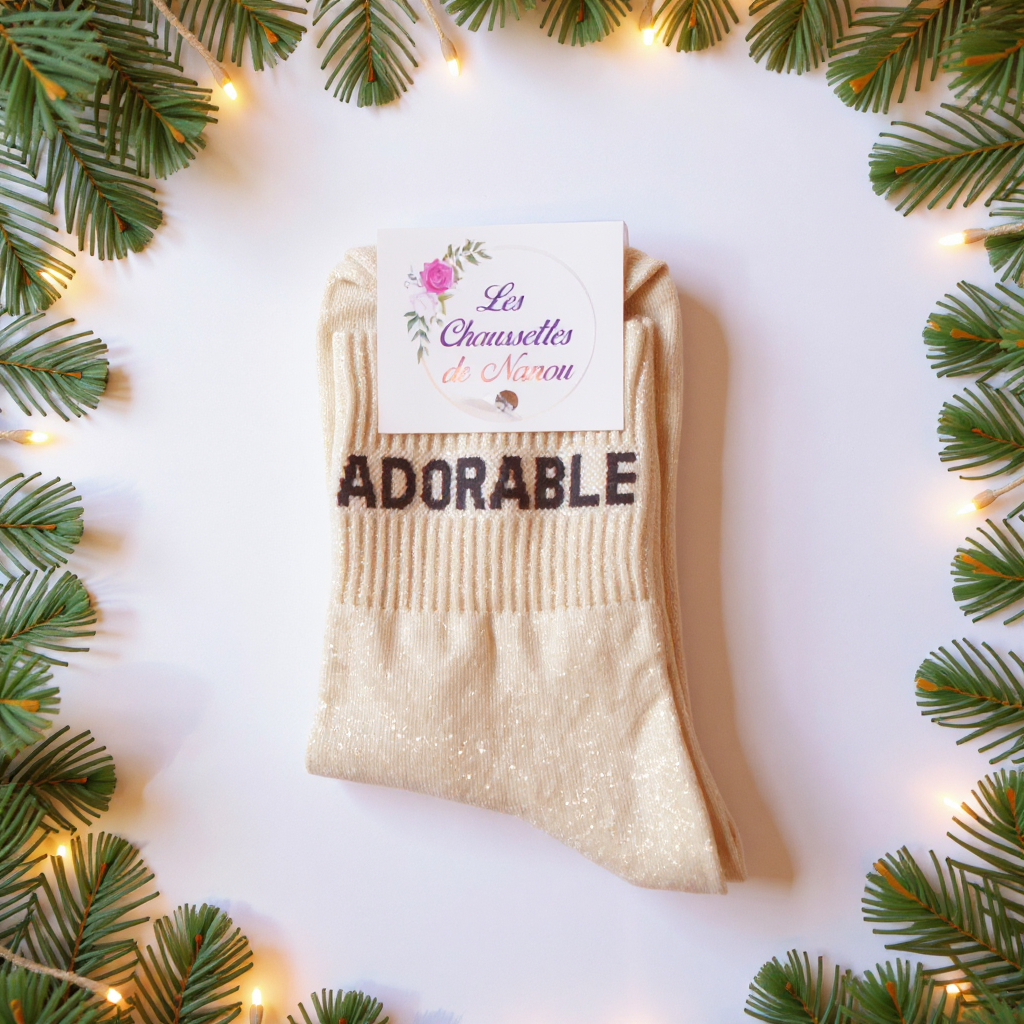 Chaussettes "ADOREABLE" beige