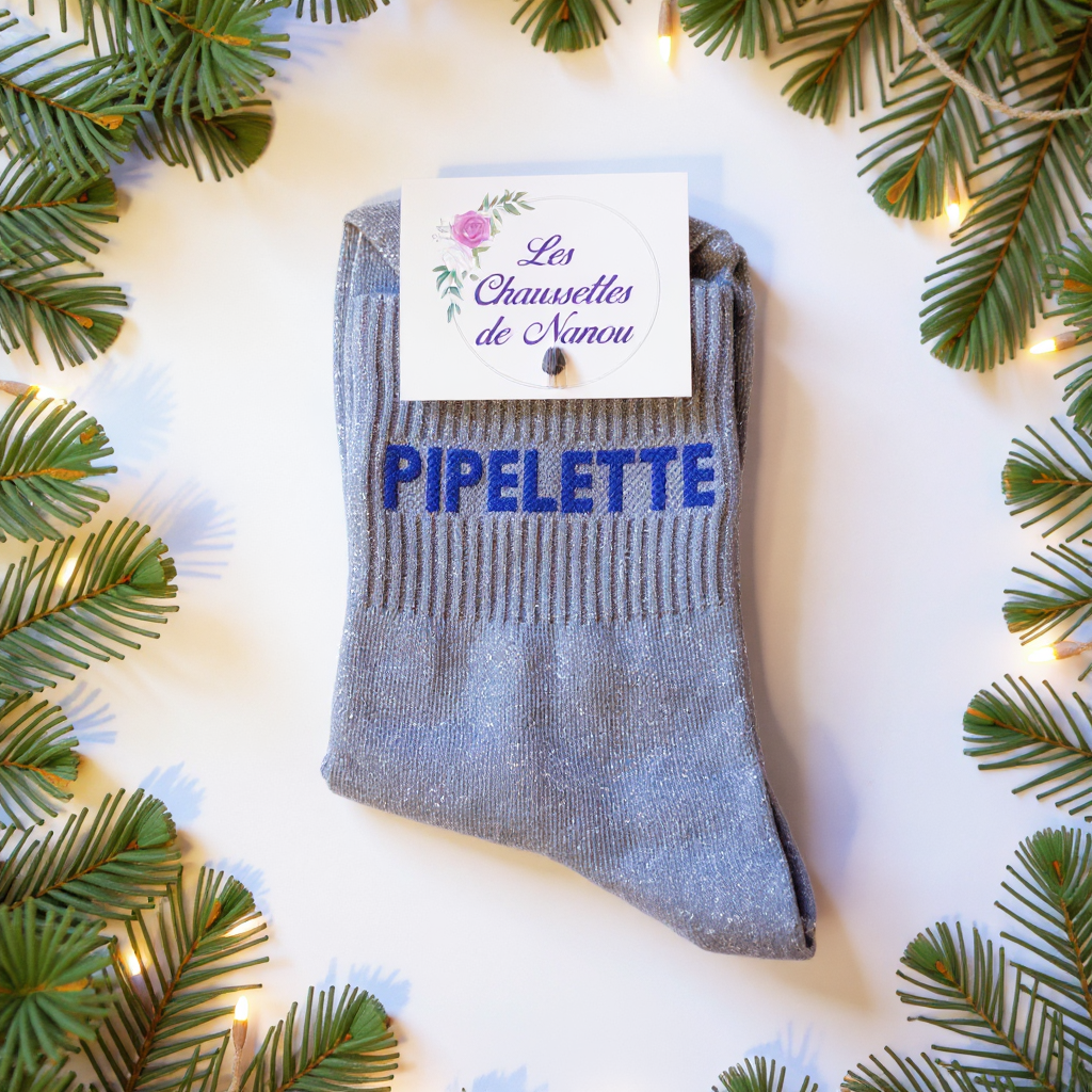 chaussette pipelette bleu clair