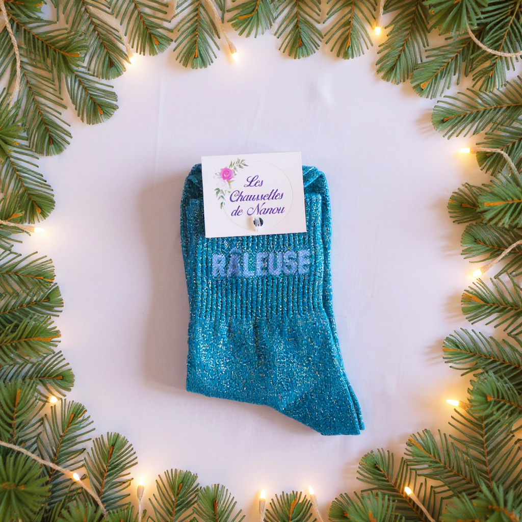 chaussette raleuse bleu canard