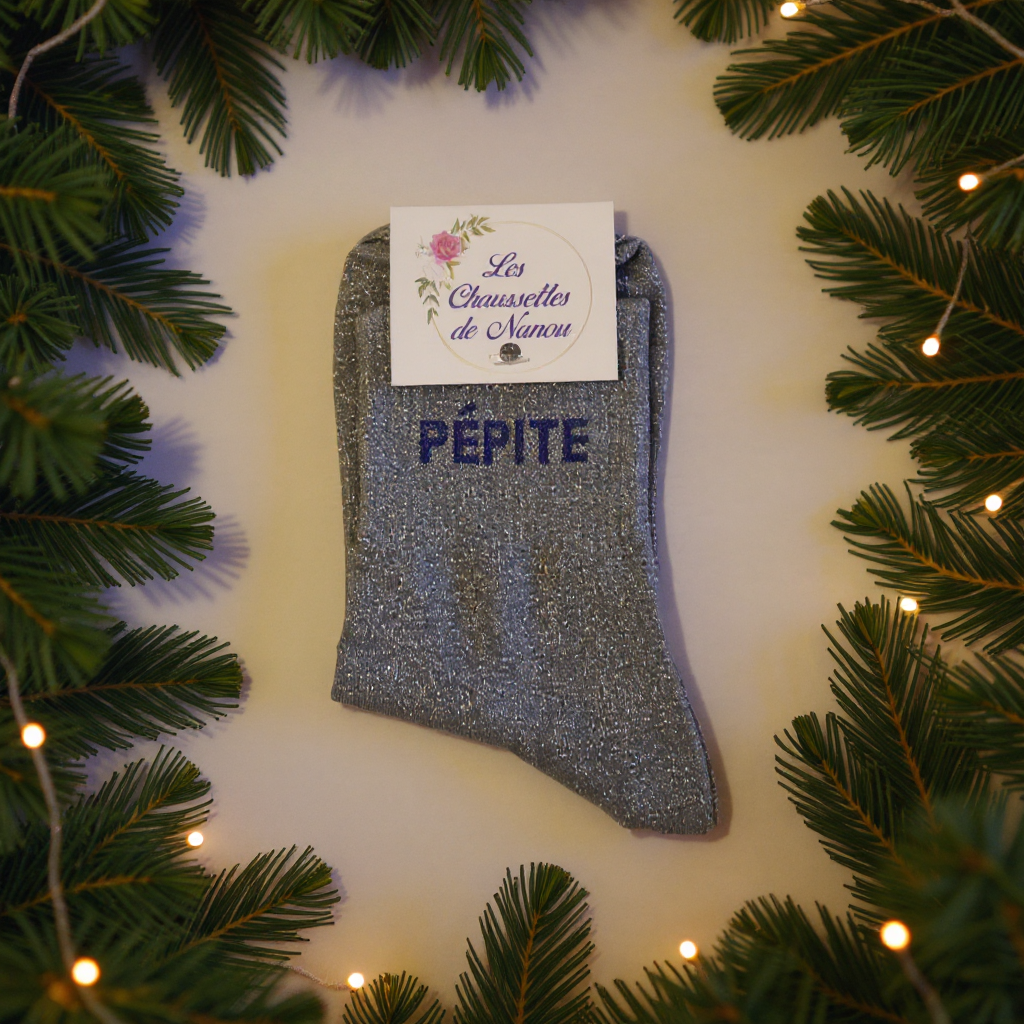 chaussette "pépite" bleu clair