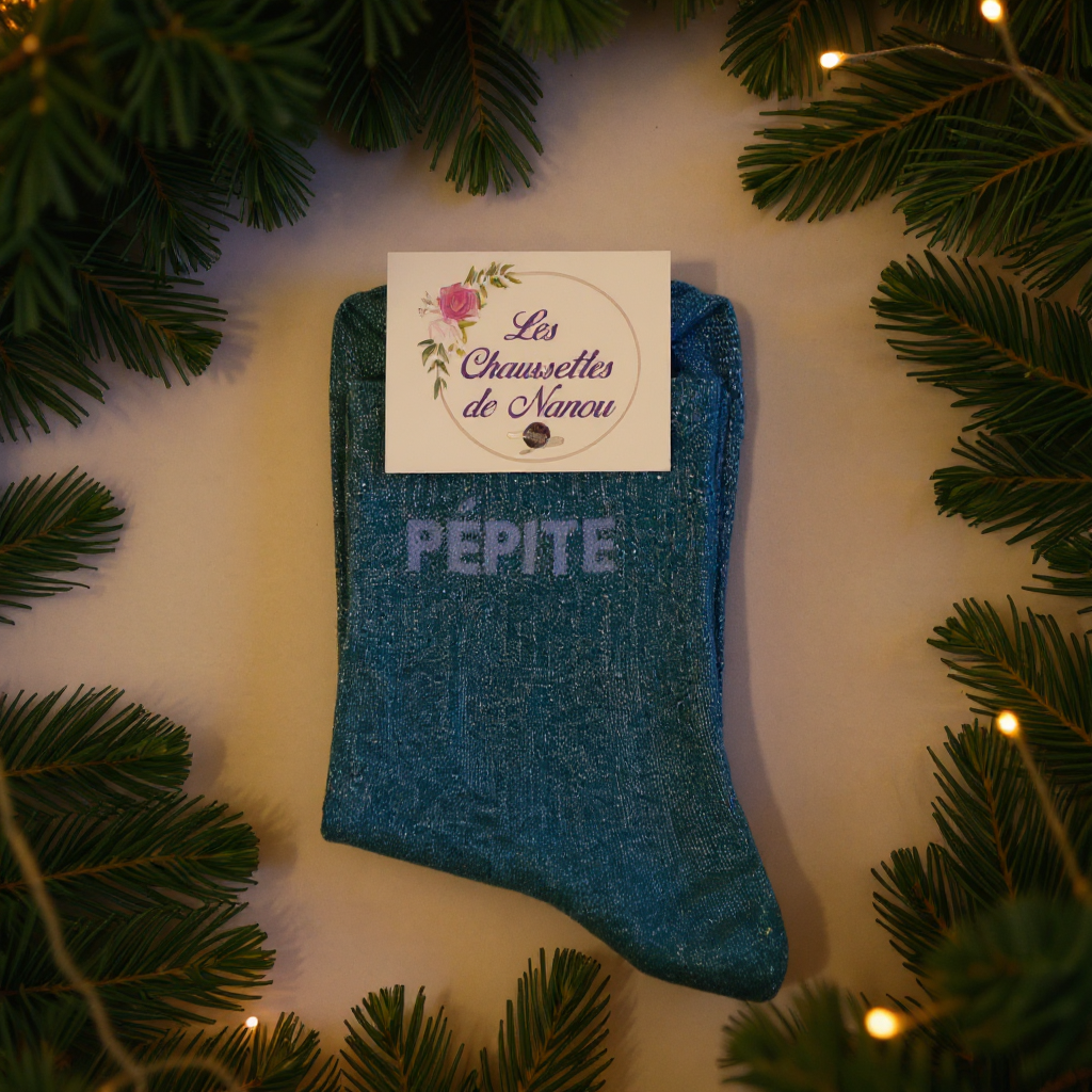 chaussette "pépite" bleu canard