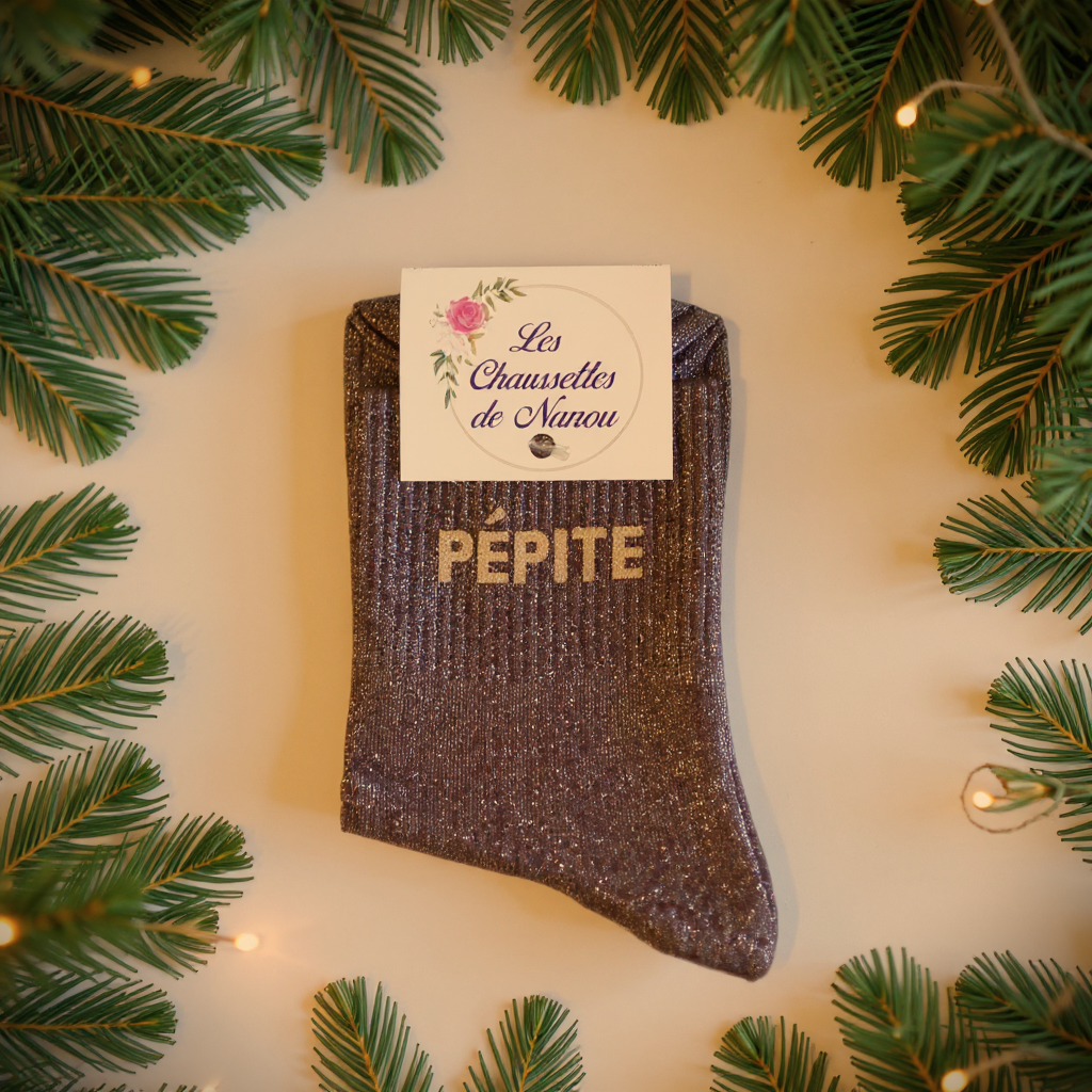 chaussette "pépite" marron