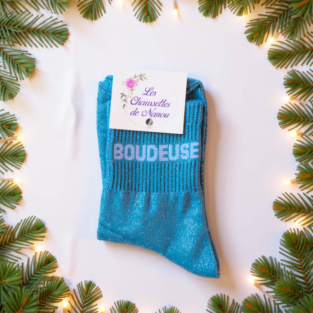 chaussette Boudeuse bleu canard