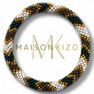 Bracelet Népalais Maison Kizo Motif Doré Marron et Vert