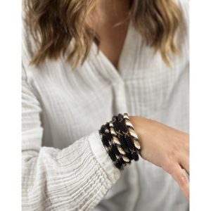 Bracelet Népalais Maison Kizo Motif Noir et Doré