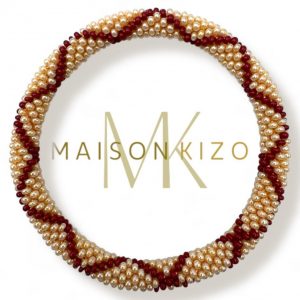 Bracelet Népalais Maison Kizo Motif Doré et Bordeaux