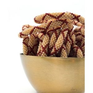 Bracelet Népalais Maison Kizo Motif Doré et Bordeaux