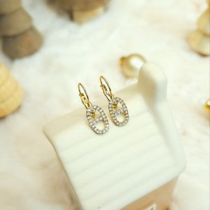 Boucles d&rsquo;oreilles maille marine strass dormeuse