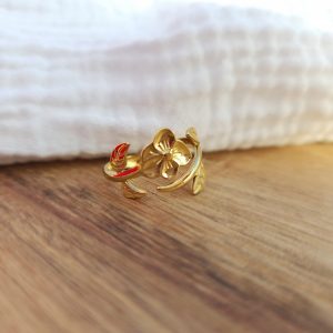 Bague fleur entrelacée dorée
