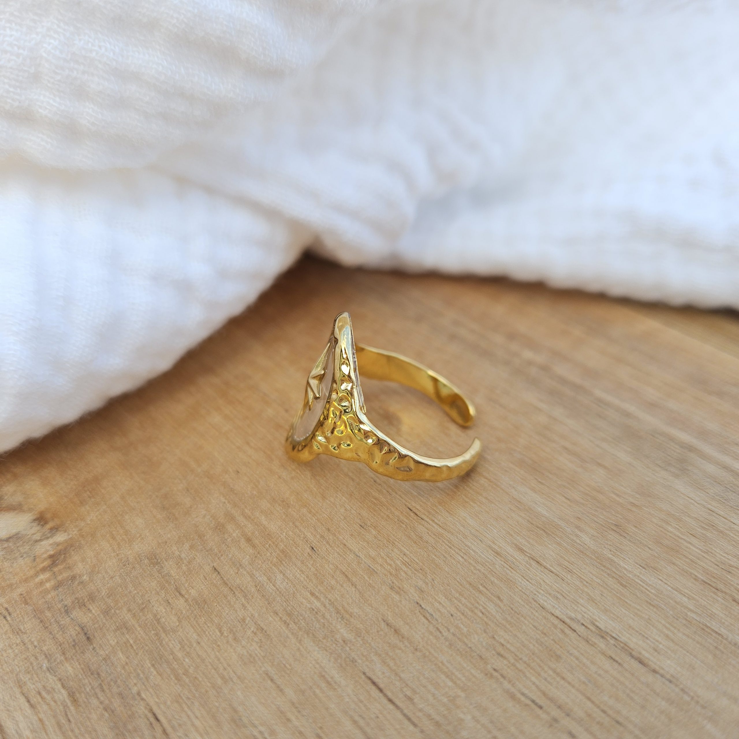 Bague étoile ovale acier inoxydable – Image 2