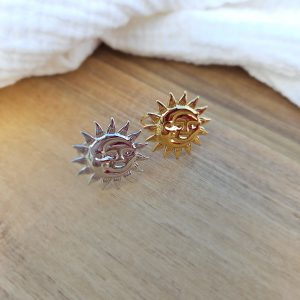 Bague soleil/lune femme acier inoxydable