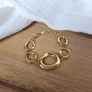 Bracelet cercles organiques doré
