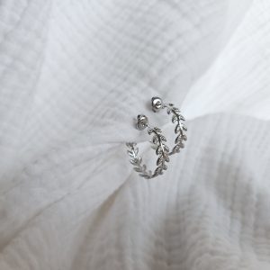 Boucles d&rsquo;oreilles feuilles de laurier Argenté