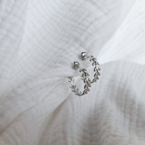 Boucles d&rsquo;oreilles feuilles de laurier Argenté