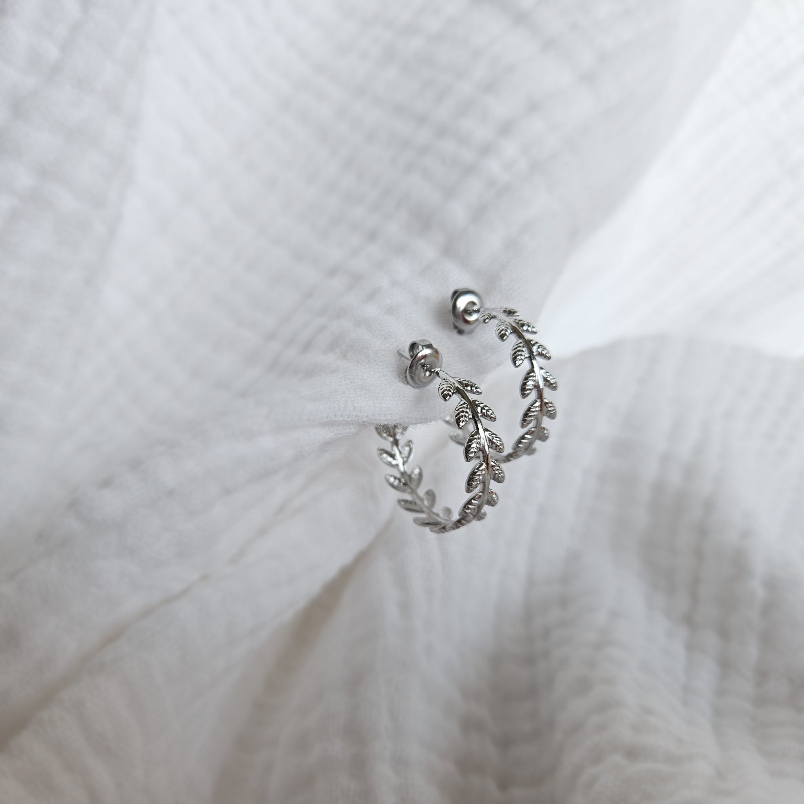 Boucles d'oreilles feuilles de laurier Argenté