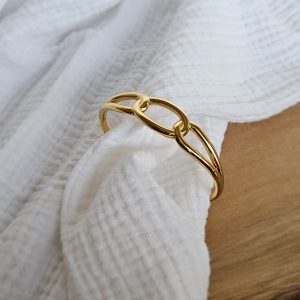 Jonc rigide à effet maillons doré