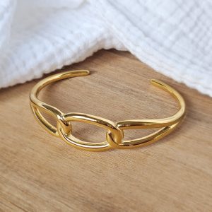 Jonc rigide à effet maillons doré