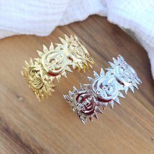 Jonc soleil/lune femme acier inoxydable