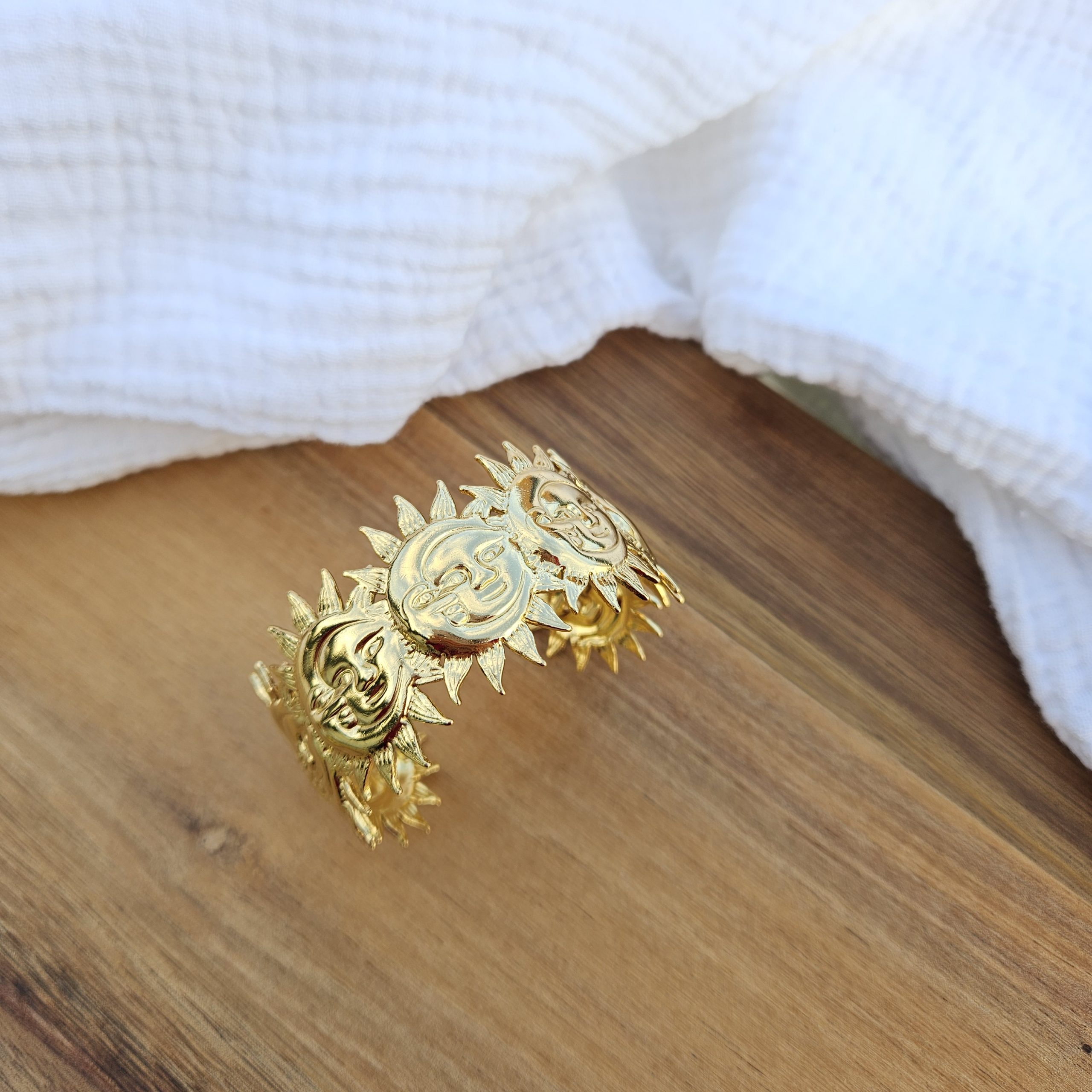 Jonc soleil/lune femme acier inoxydable – Image 3