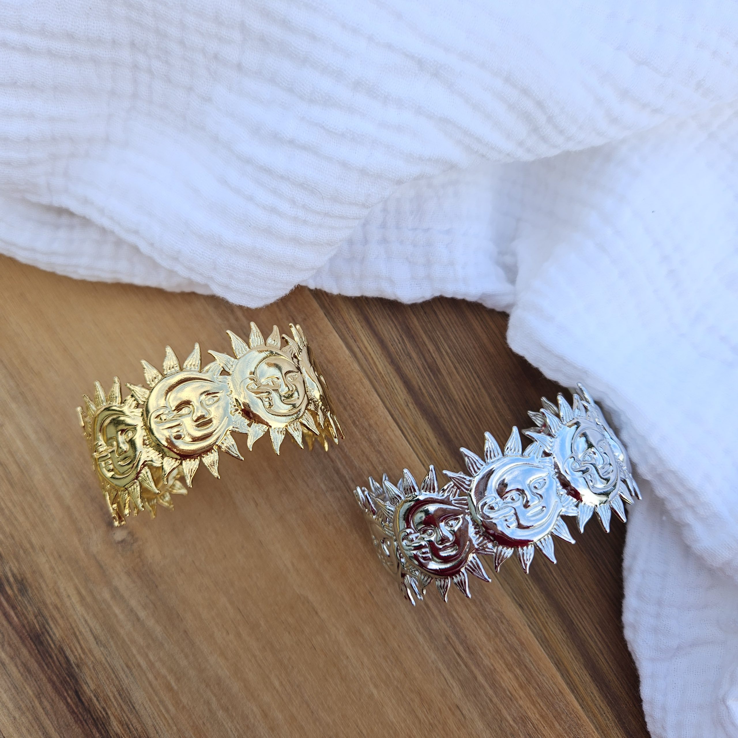 Jonc soleil/lune femme acier inoxydable – Image 4