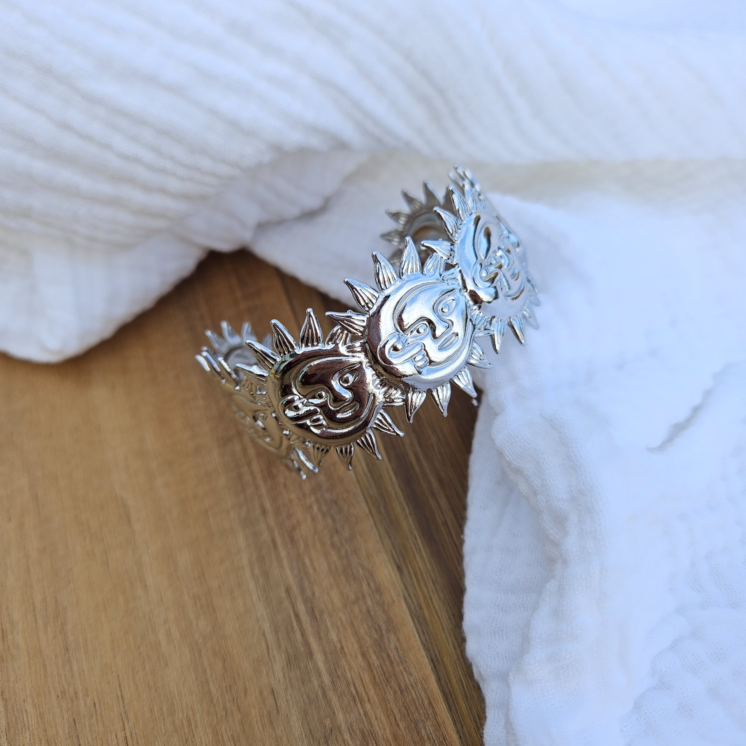 Jonc soleil/lune femme acier inoxydable – Image 2