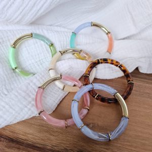 Bracelet perles longues colorées