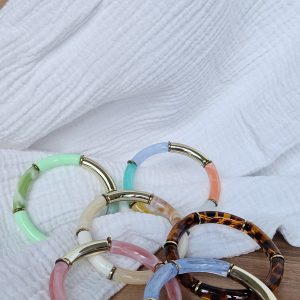 Bracelet perles longues colorées