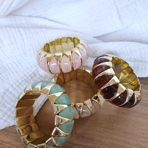 Bracelet élastiqué pierres colorées