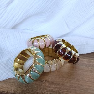 Bracelet élastiqué pierres colorées