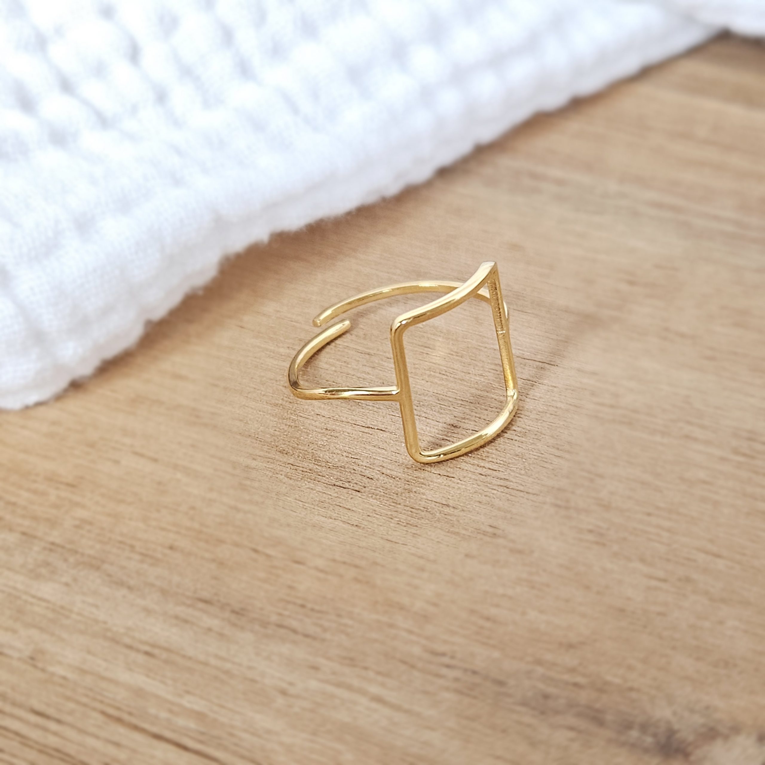 Bague grand carré fin