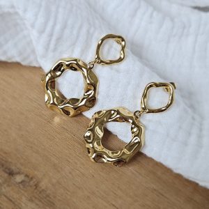 Boucles d&rsquo;oreilles or frappées